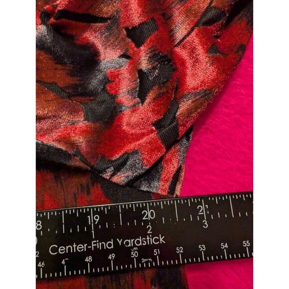 Ella Rafaella Rhubarb Red Black Velvet Blouse Size S Long Sleeve NWT - Picture 7 of 8